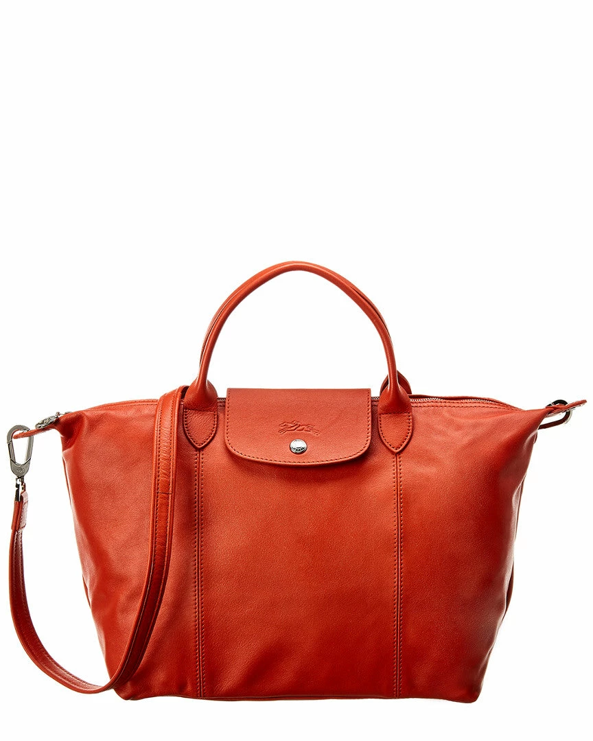 women Longchamp Le Pliage Cuir Medium Leather Short Handle Tote 3 women Longchamp Le Pliage Cuir Medium Leather Short Handle Tote