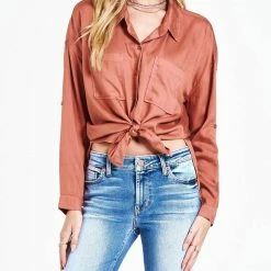 Dear John Denim women Arianna Front Tie Shirt in Wistful Mauve