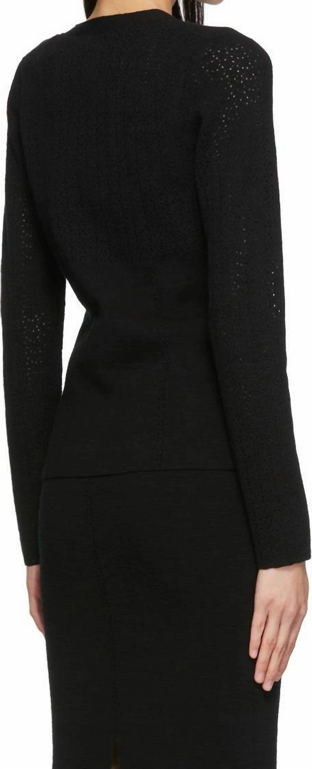 Victoria Beckham women Fitted Pointelle Cardigan in Black 5 Victoria Beckham women Fitted Pointelle Cardigan in Black - Image 3