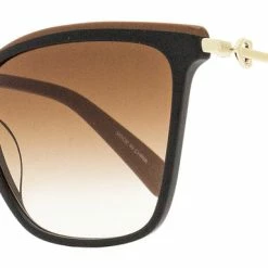 Longchamp Women's Square Sunglasses LO683S 001 Black/Brown/Gold 56mm