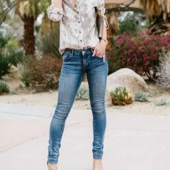 Dear John Denim women Sophia Snakeskin Blouse in Beige Snakeskin Print