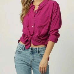 Dear John Denim women Arianna Front Tie Shirt in Magenta Haze