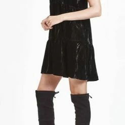 Dear John Denim women Eliza Black Velvet Tiered Dress in Black