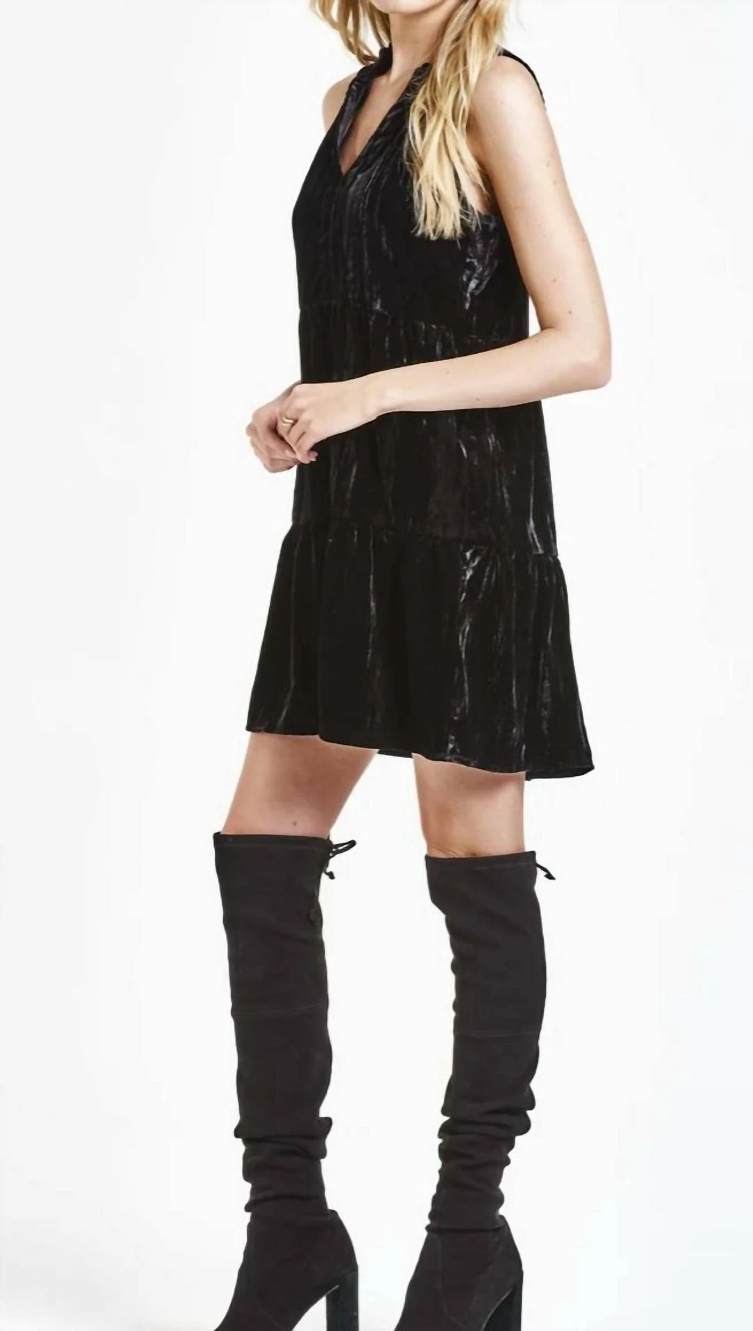 Dear John Denim women Eliza Black Velvet Tiered Dress in Black 3 Dear John Denim women Eliza Black Velvet Tiered Dress in Black