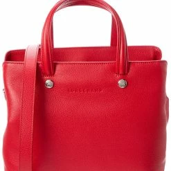 women Longchamp Le Foulonne Leather Top Handle Tote