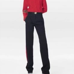 Victoria Beckham women High Neck Cable Wool Jumper in Red