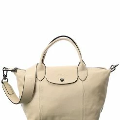 women Longchamp Le Pliage Cuir Small Leather Logo Strap & Short Handle Tote