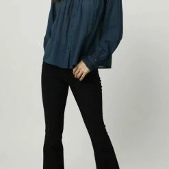 Dear John Denim women Kelly Embroidered Detail Top In French Blue in French Blue