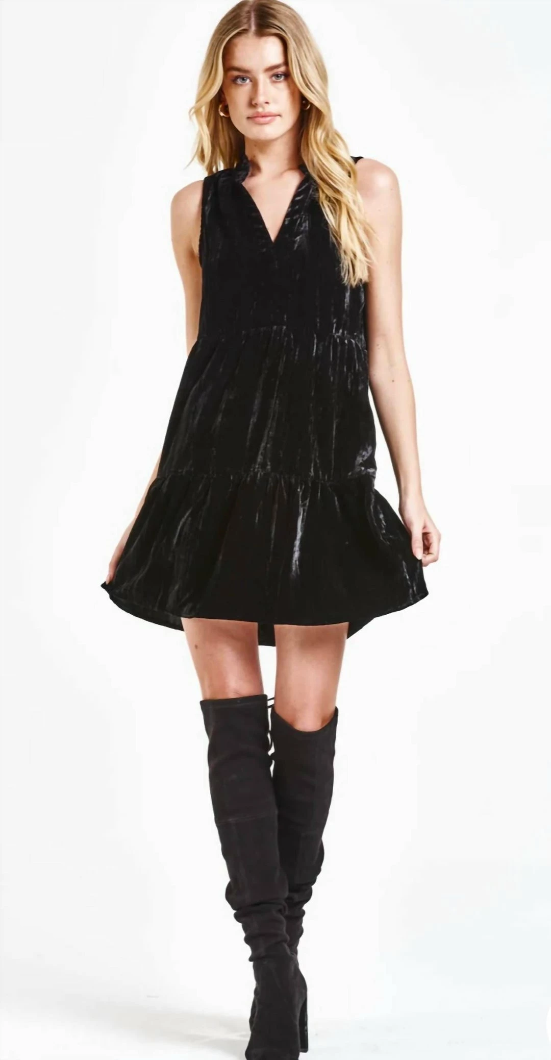 Dear John Denim women Eliza Black Velvet Tiered Dress in Black 5 Dear John Denim women Eliza Black Velvet Tiered Dress in Black - Image 3