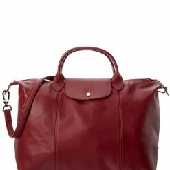 women Longchamp Le Pliage Cuir Large Leather Short Handle Tote