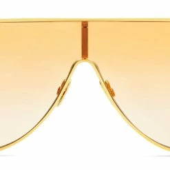 women Victoria Beckham VBS138 C01 Grooved Metal Shield Sunglasses