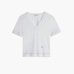 Victoria Beckham women Lightweight Slim Fit V-Neck T-Shirt in Off White -Dear John Denim Sales Shop 8da2d4bb49954f129ece90249e34a705 1080x