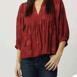 Dear John Denim women Malia 3/4 Sleeve Top in Red