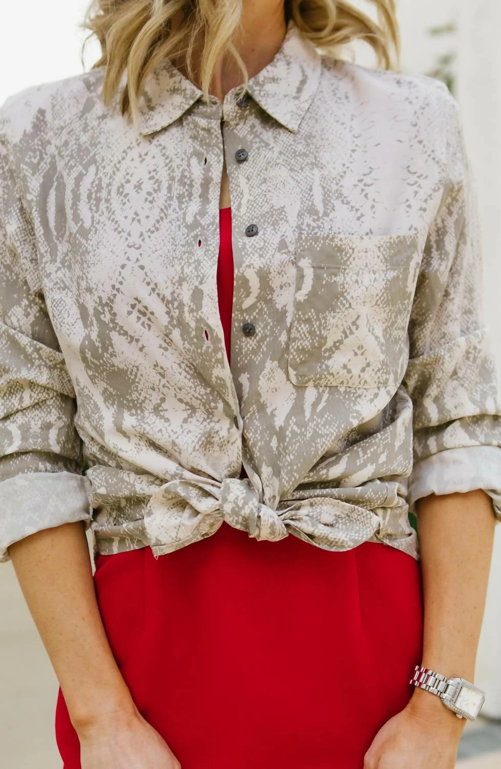 Dear John Denim women Sophia Snakeskin Blouse in Beige Snakeskin Print 4 Dear John Denim women Sophia Snakeskin Blouse in Beige Snakeskin Print - Image 2