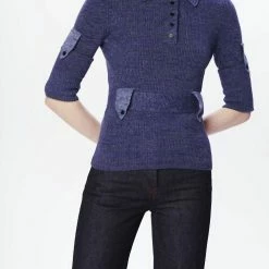 Victoria Beckham women Military Rib Polo Shirt in Denim Mouline -Dear John Denim Sales Shop 9ef081349b8b43b0912f03b1447521e2 1080x