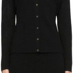 Victoria Beckham women Fitted Pointelle Cardigan in Black