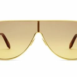 women Victoria Beckham VBS138 C02 Grooved Metal Shield Sunglasses