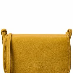 women Longchamp Le Foulonne Leather Wallet On Chain