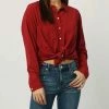 Dear John Denim women Arianna Front Tie Shirt in Molten Lava