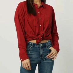 Dear John Denim women Arianna Front Tie Shirt in Molten Lava