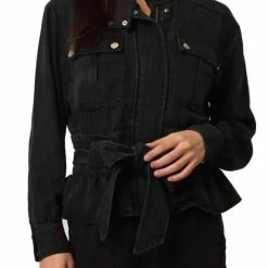 Dear John Denim women Austin Belted Jacket in Black Denim