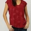 Dear John Denim women Yanis Frayed Top in Red Dahlia